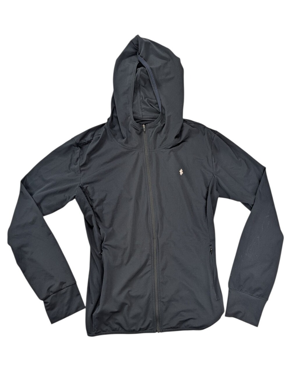 Soothfeel Black Hoodie Jacket Womens XL Sun Protection Full Zip Lightweight Hood